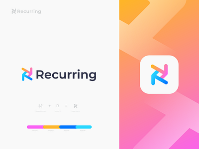 recurring logo design ai apk app arrow brand identity brands designer exhange gatway letter r logo mastercard methods online pay paypal solution transacrion wallet wave
