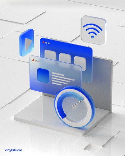 3D illustrations used for telecom 3d animation graphic design motion graphics ui