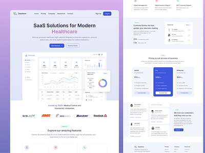 SaaS Landing Page clean customer review features healthcare hospital landing page medical website medicine minimal online doctor pricing saas saas app ui ux web design website
